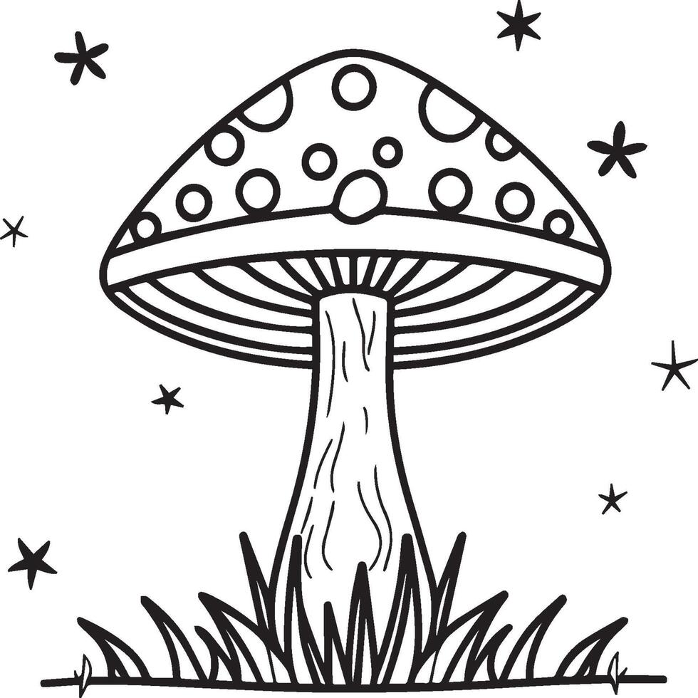 Mushroom coloring pages. Mushroom outline vector for coloring book