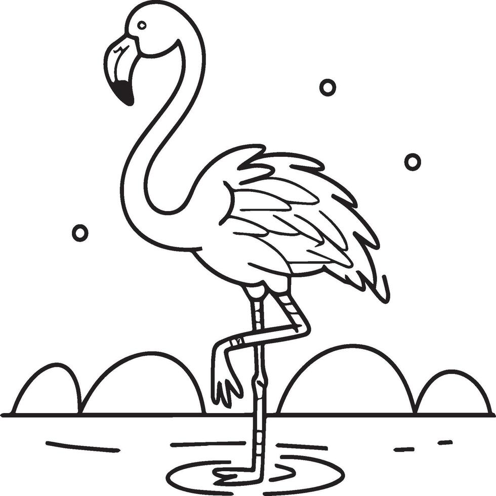 Flamingo coloring pages. Flamingo outline vector for coloring book