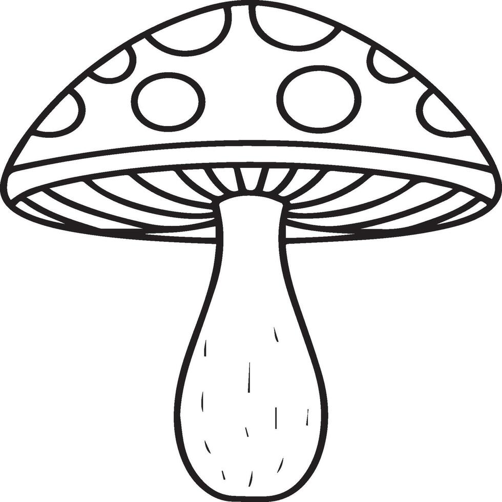 Mushroom coloring pages. Mushroom outline vector for coloring book