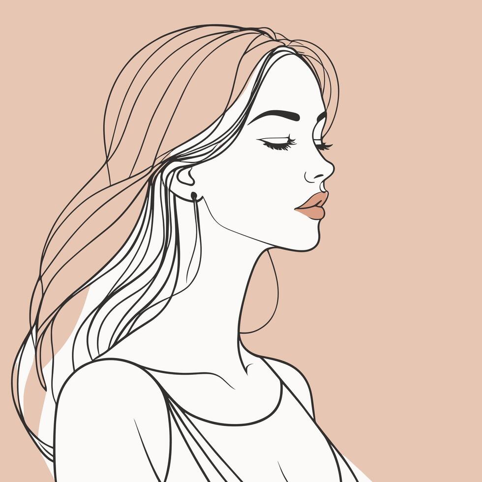 Woman line art portrait illustration vector design