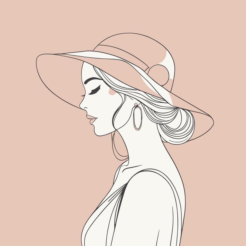 Woman line art portrait illustration vector design