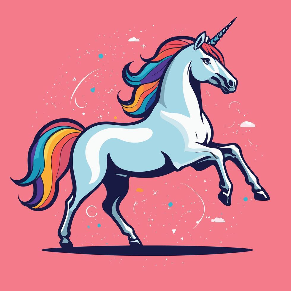 Cute kawaii unicorn illustration colorful vector art for children
