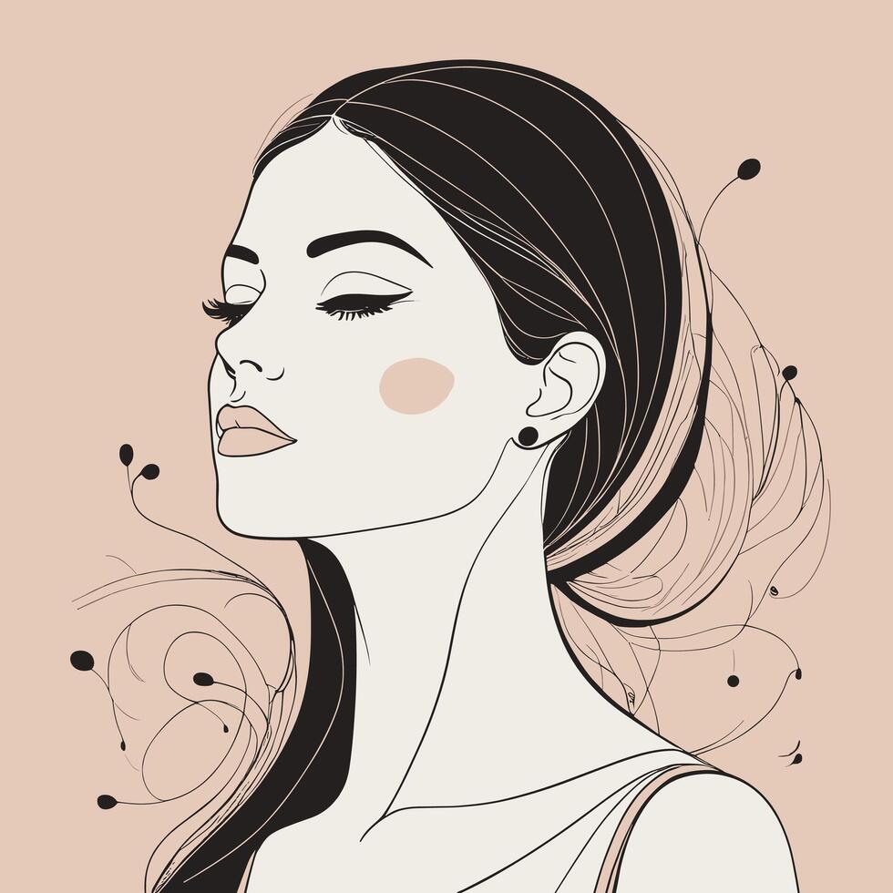 mujer línea Arte retrato ilustración vector diseño