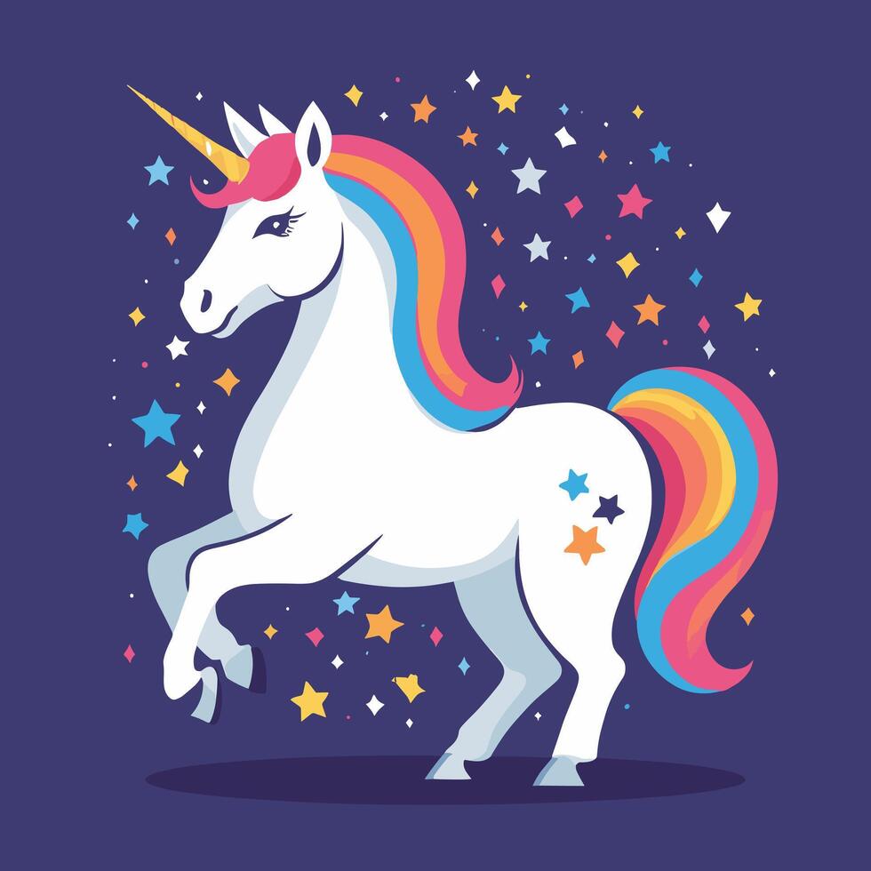 Cute kawaii unicorn illustration colorful vector art for children