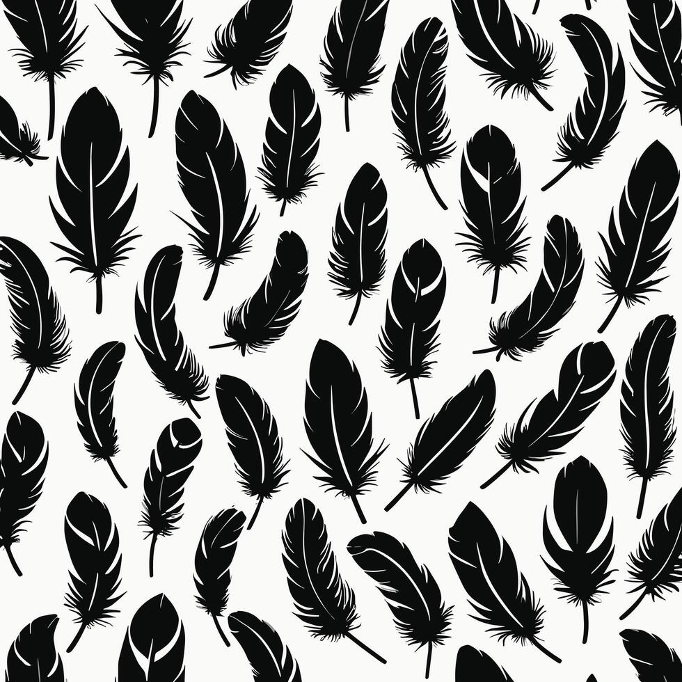 Feather silhouette illustration ink drawing vector art