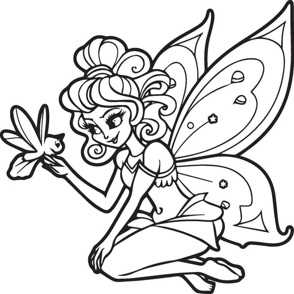 Fairies coloring pages for coloring book. Fairies outline vector