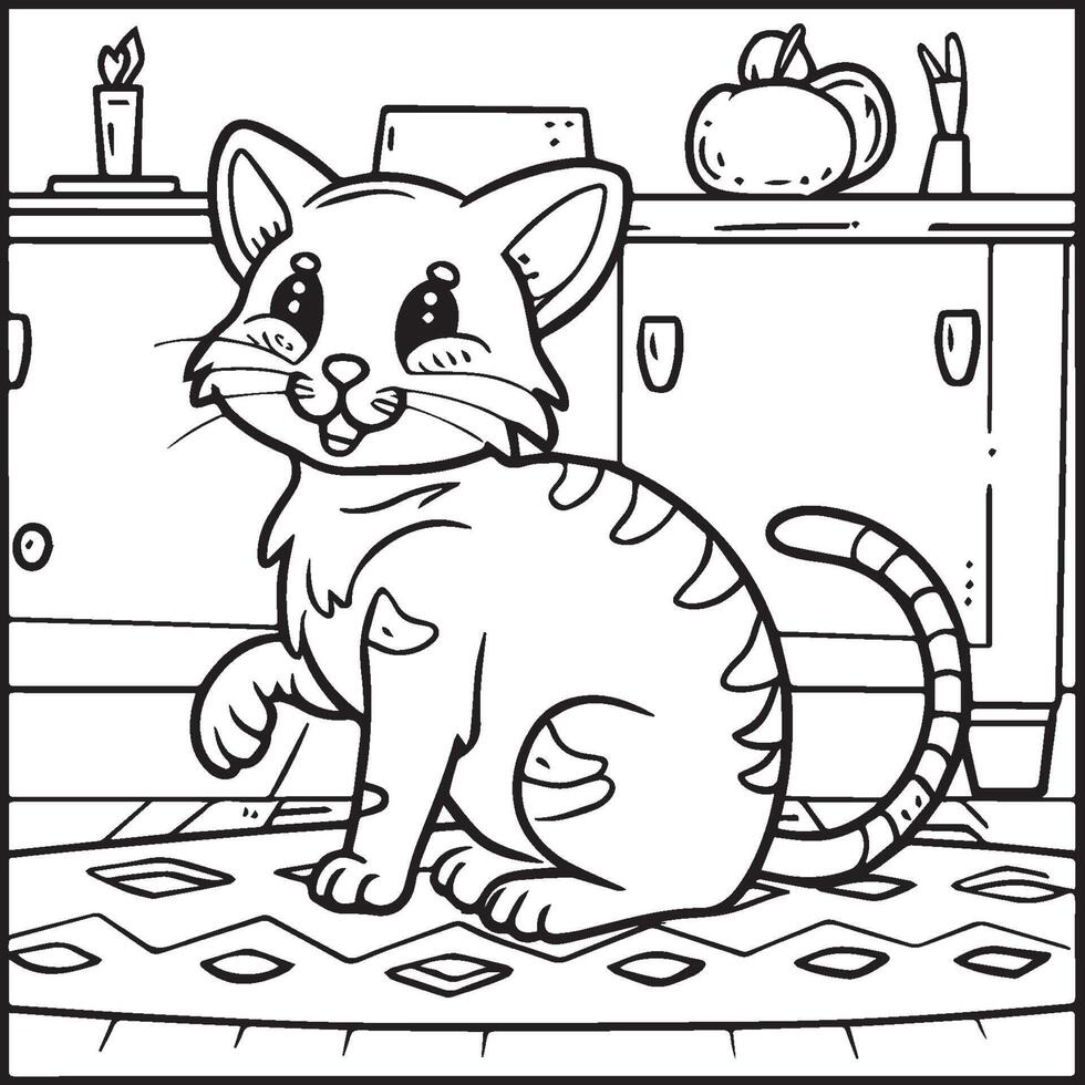 Cute cat coloring pages for coloring book. Cat outline vector