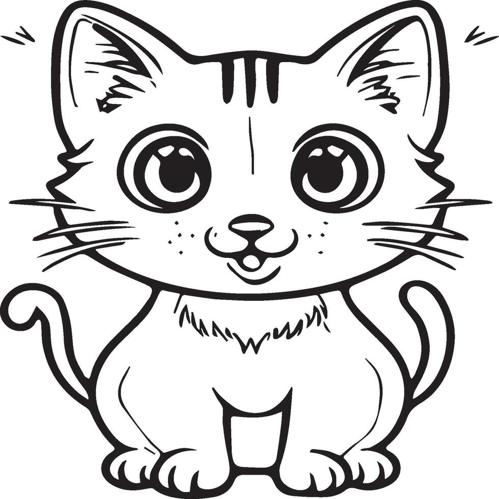 linda gato colorante paginas para colorante libro. gato contorno vector