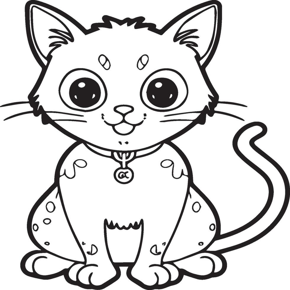 Cute cat coloring pages for coloring book. Cat outline vector