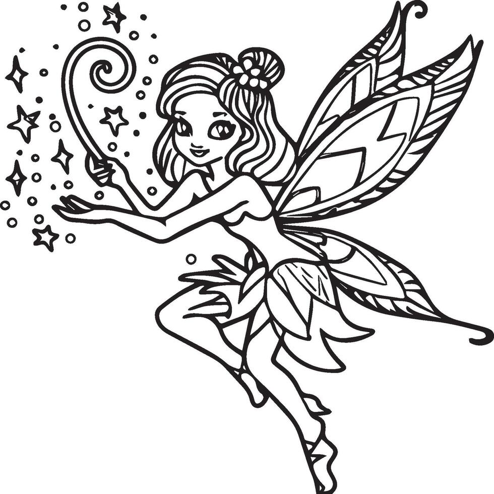 Fairies coloring pages for coloring book. Fairies outline vector