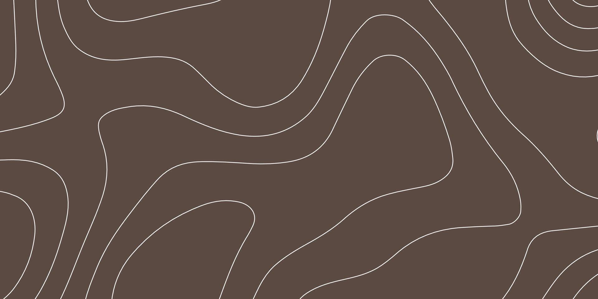 Topographic wave line background. Abstract topography background. White lines on chocolate color background. vector
