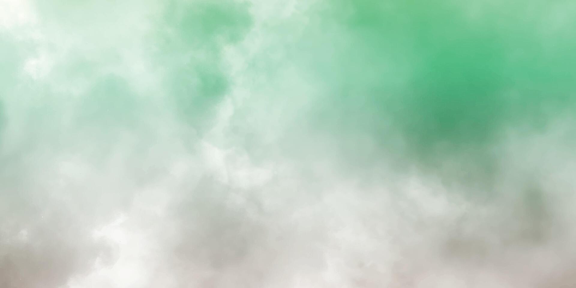 Green and white watercolor background. Watercolor background texture. Blue sky and clouds. vector