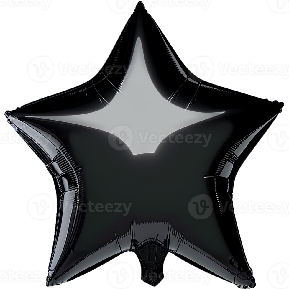 AI Generated Black Star-shaped balloon floats on transparent background. Captured during celebration for decorative purpose. png