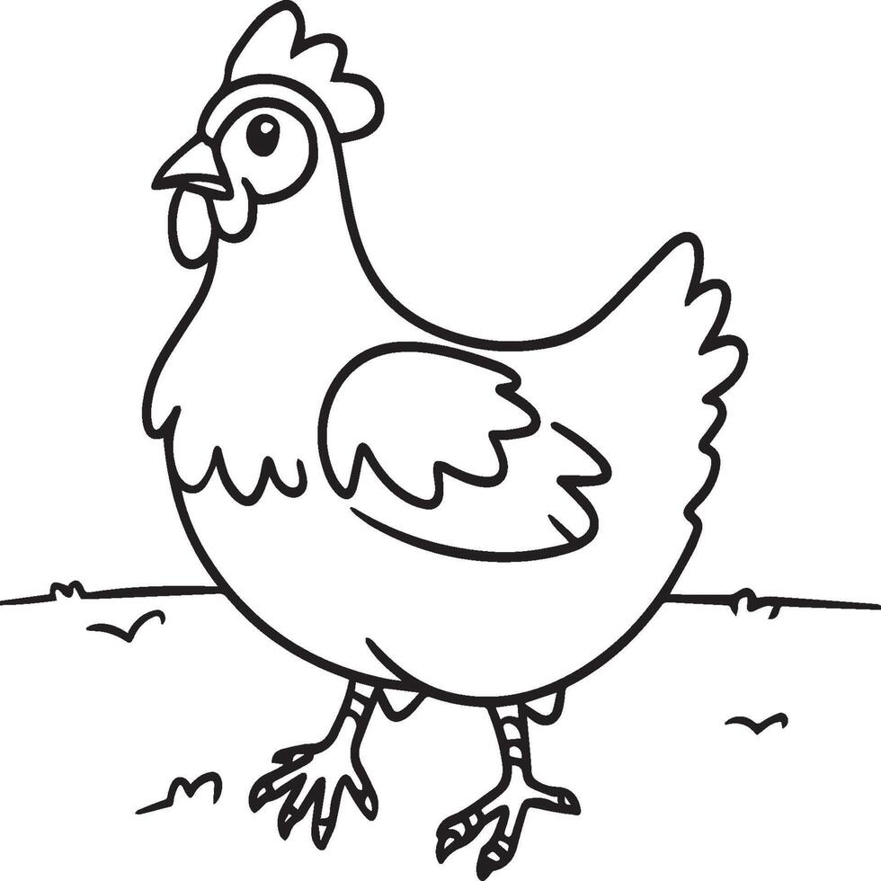 Chicken coloring pages. Chicken outline vector for coloring book
