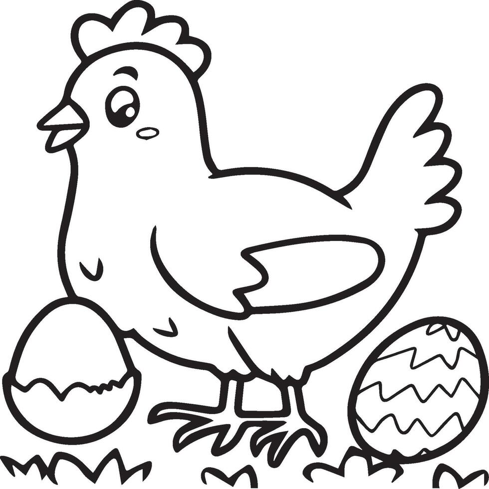 Chicken coloring pages. Chicken outline vector for coloring book
