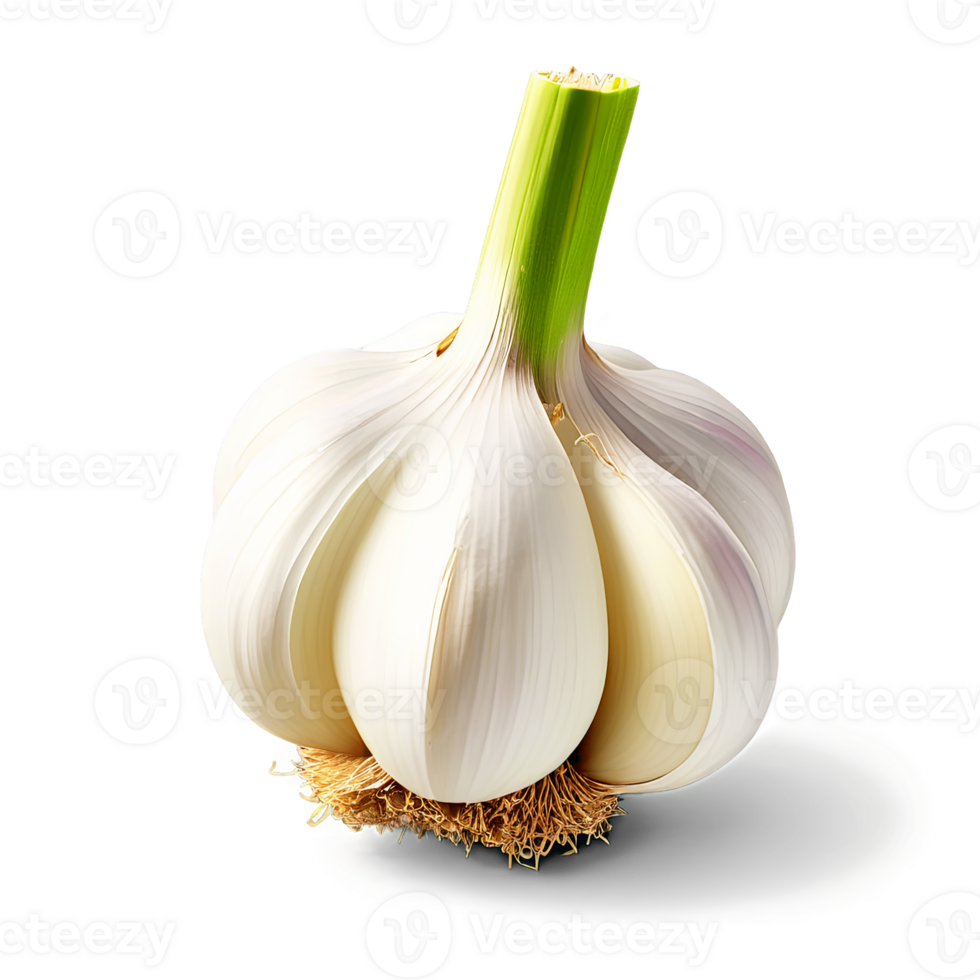 AI Generated Garlic bulb isolated on transparent background. A cluster of fresh garlic bulbs, with their papery skins intact, captured from a close-up png