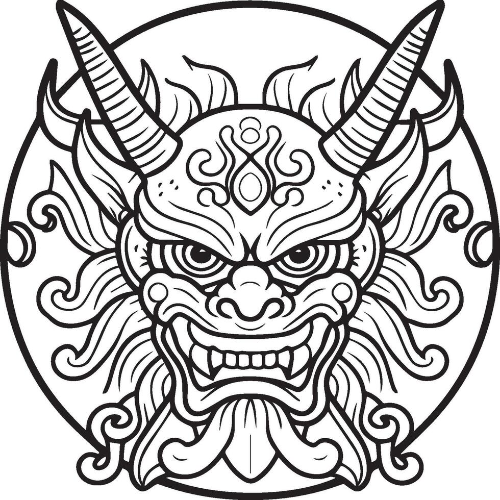 Oni coloring pages. Japanese oni coloring pages. Oni outline vector