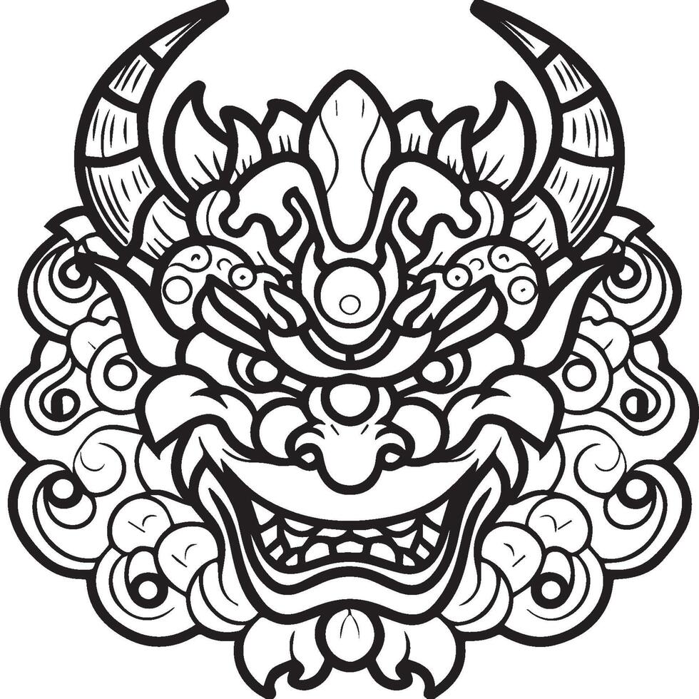 Oni coloring pages. Japanese oni coloring pages. Oni outline vector