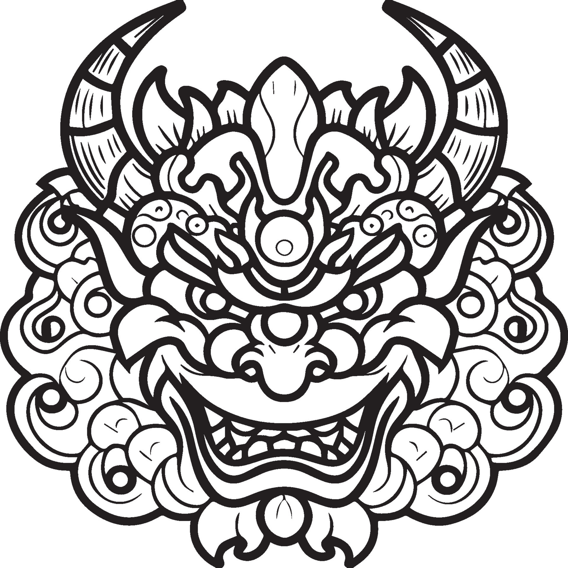 Oni coloring pages. Japanese oni coloring pages. Oni outline vector
