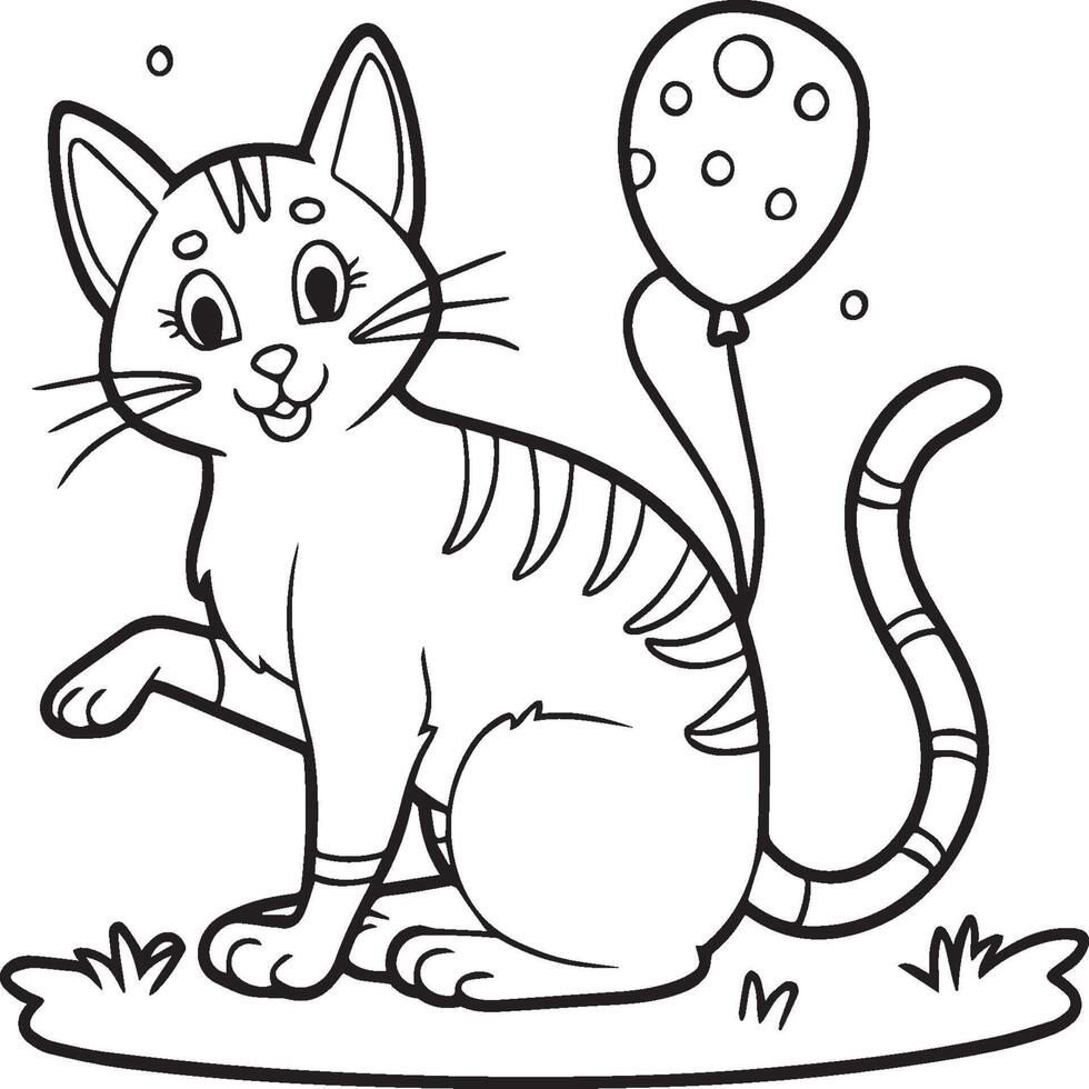 Cute cat coloring pages for coloring book. Cat outline vector. Playing cat coloring pages. Funny cat outline vector