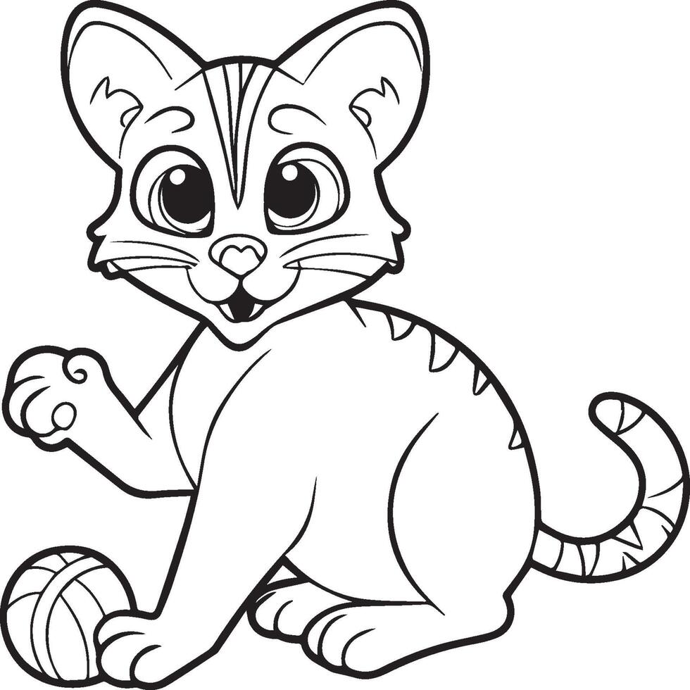 Cute cat coloring pages for coloring book. Cat outline vector. Playing cat coloring pages. Funny cat outline vector