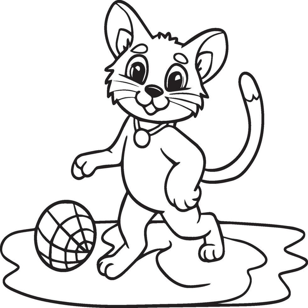 Cute cat coloring pages for coloring book. Cat outline vector. Playing cat coloring pages. Funny cat outline vector