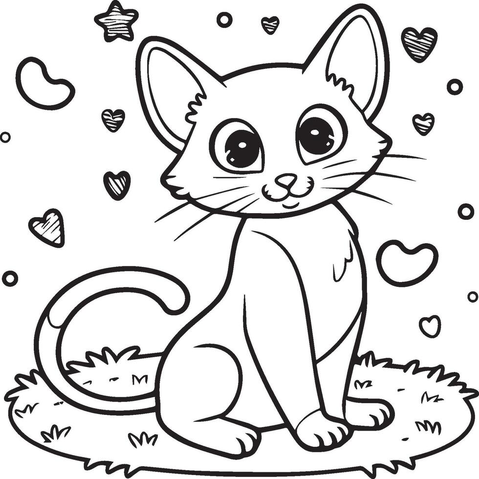 Cute cat coloring pages for coloring book. Cat outline vector. Playing cat coloring pages. Funny cat outline vector