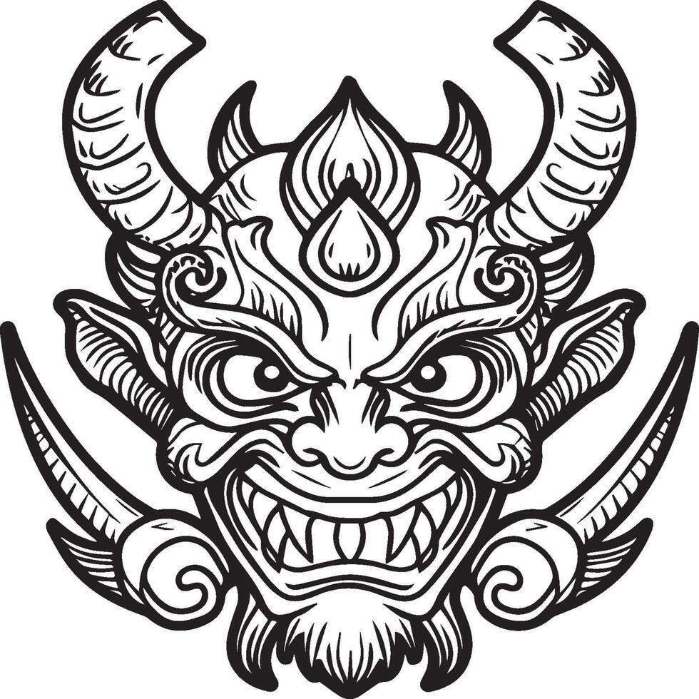 Oni coloring pages. Japanese oni coloring pages. Oni outline vector