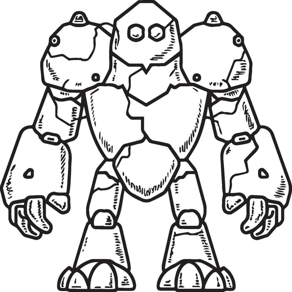 Golem coloring pages. Monster rock coloring pages vector