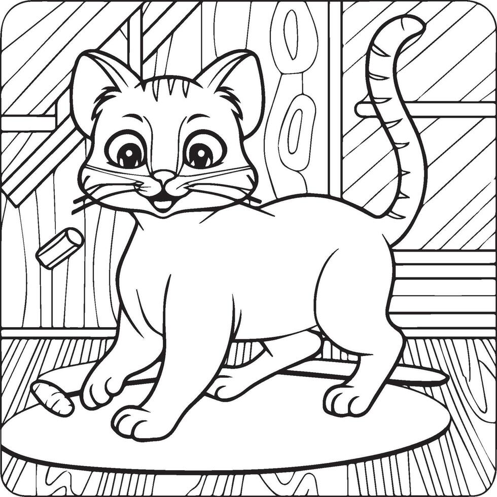 Cute cat coloring pages for coloring book. Cat outline vector. Playing cat coloring pages. Funny cat outline vector