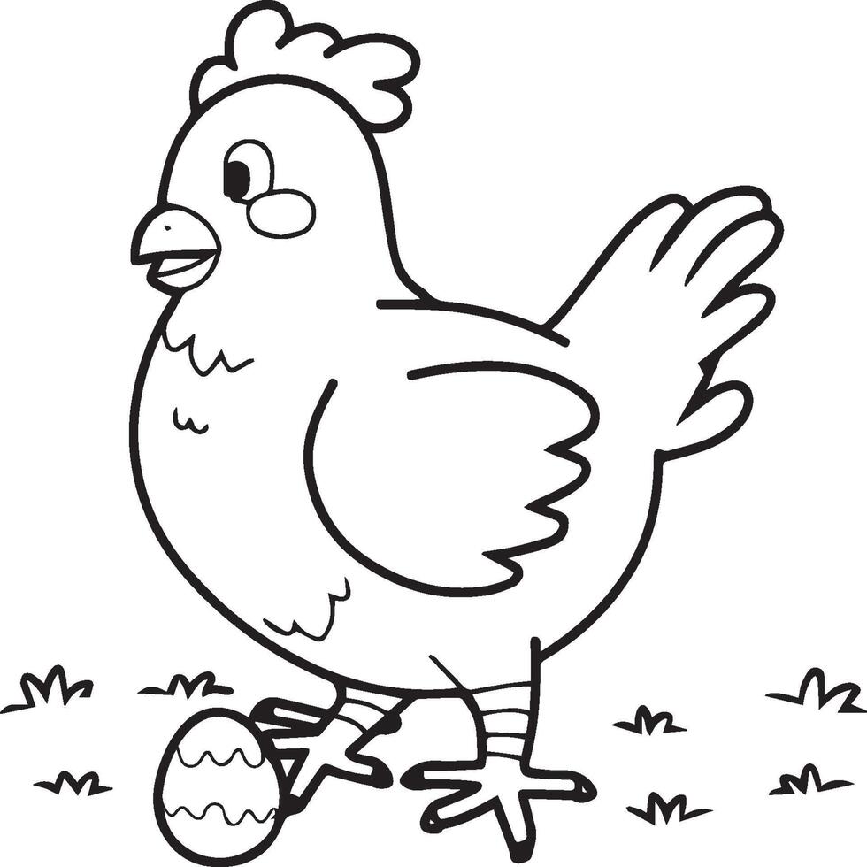 Chicken coloring pages. Chicken outline vector for coloring book