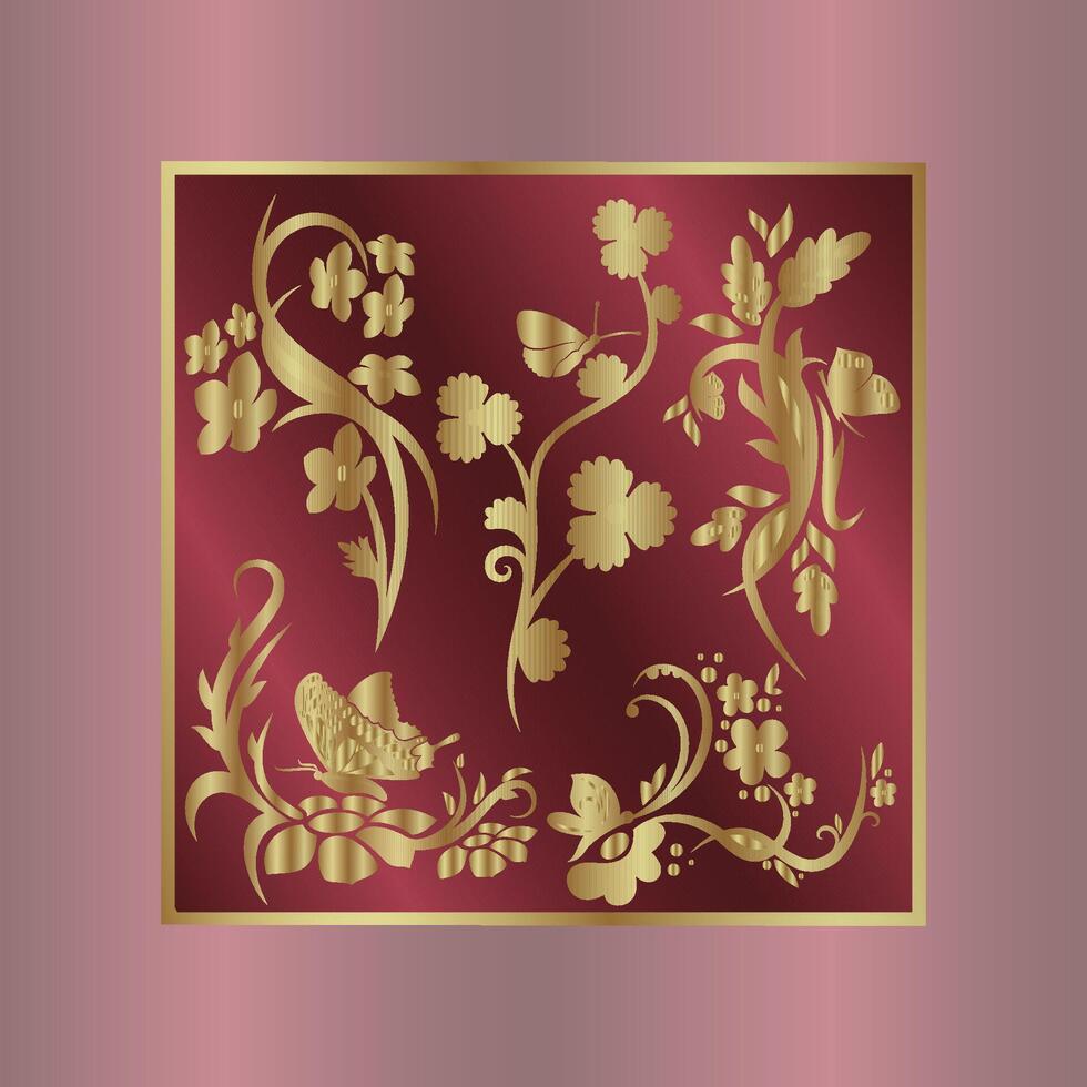 background with ornament and flowers vector