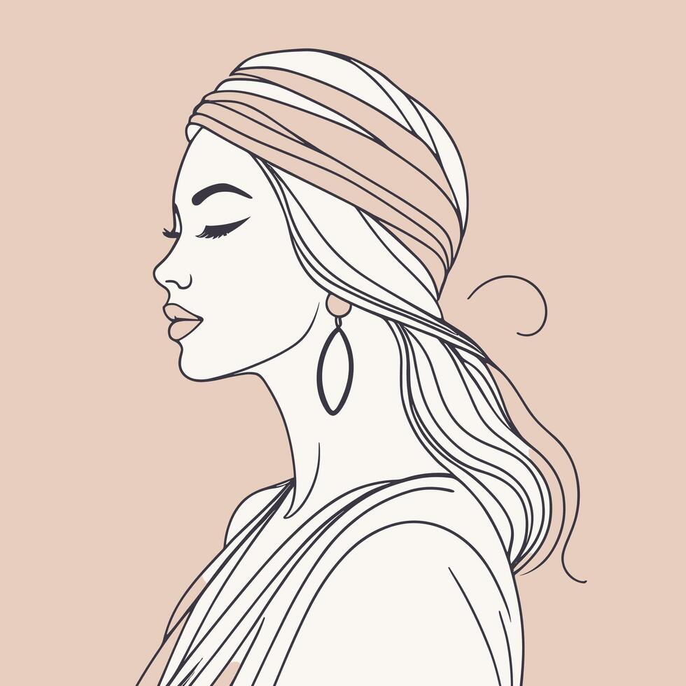 Woman line art portrait illustration vector design