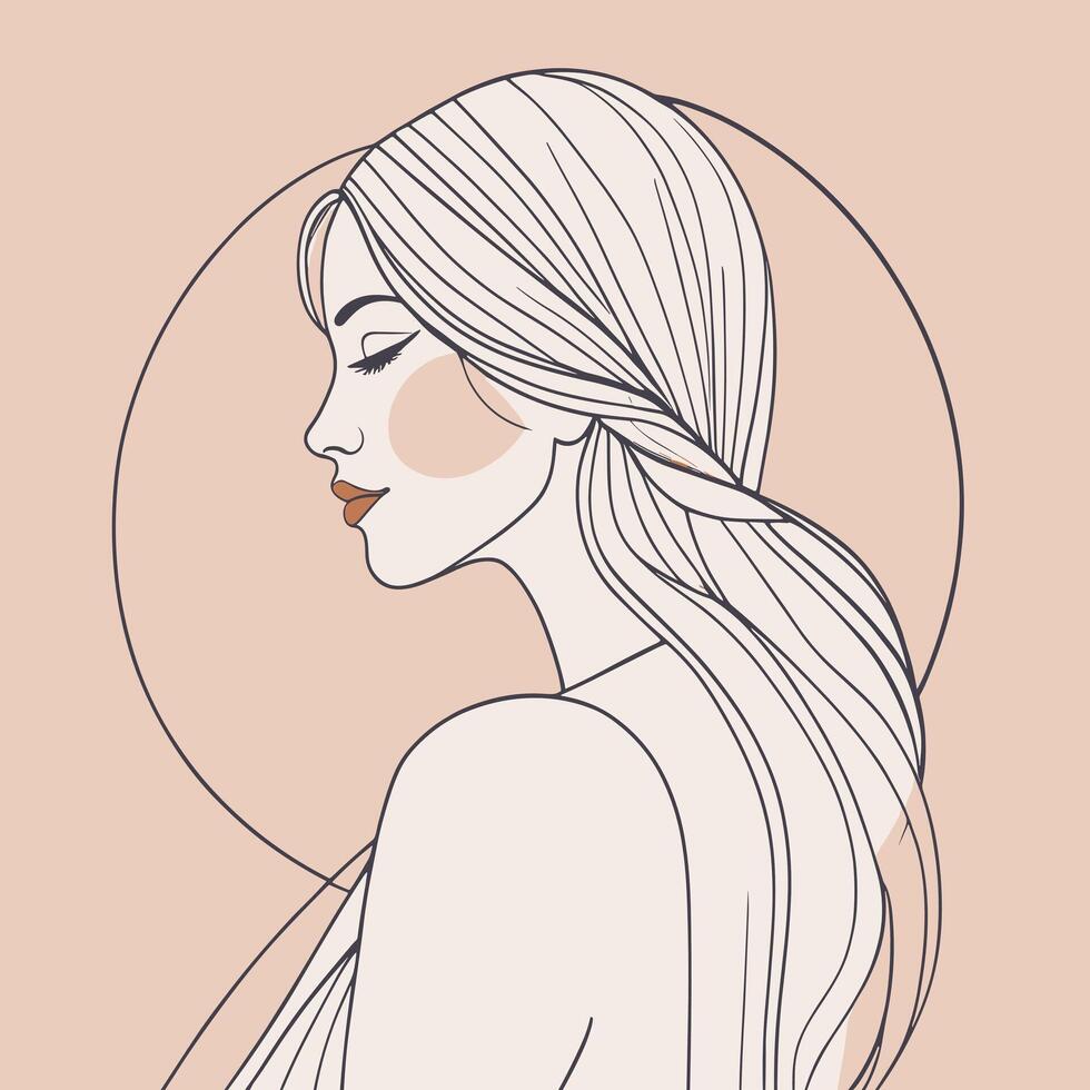 Woman line art portrait illustration vector design