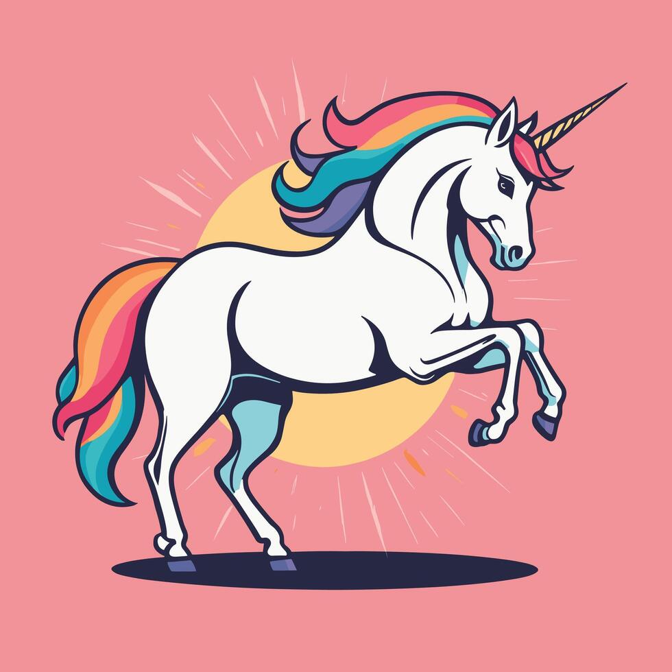 Cute kawaii unicorn illustration colorful vector art for children