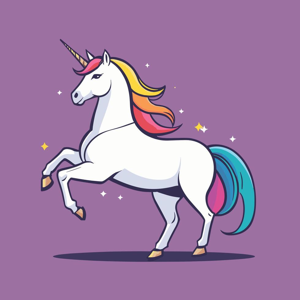 Cute kawaii unicorn illustration colorful vector art for children