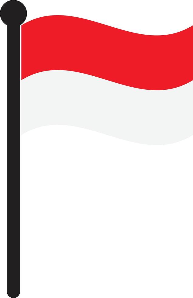 Waving Indonesia flag with flag pole isolated on white background . Vector illustration