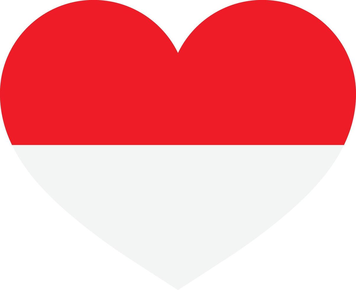 Indonesia heart shaped flag . Indonesian national heart flag . Vector illustration