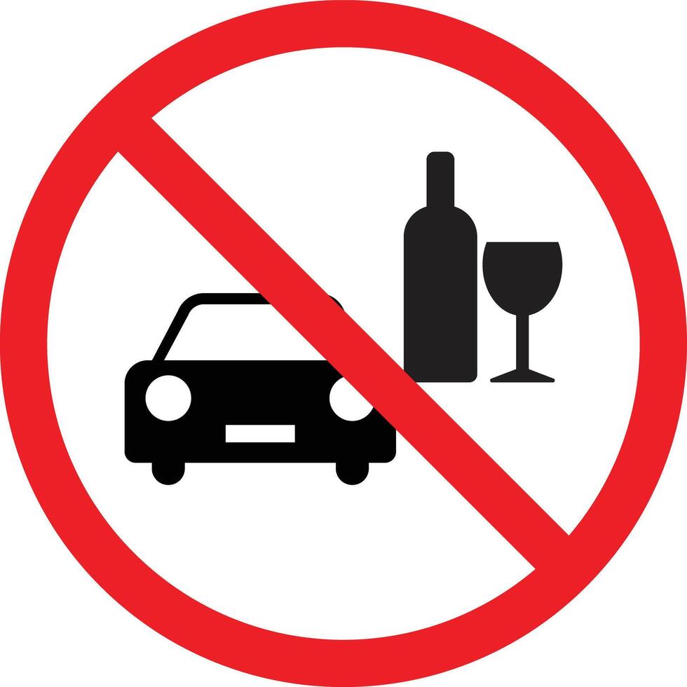 No alcohol y conducir firmar . no lo hagas bebida y conducir firmar . vector ilustración