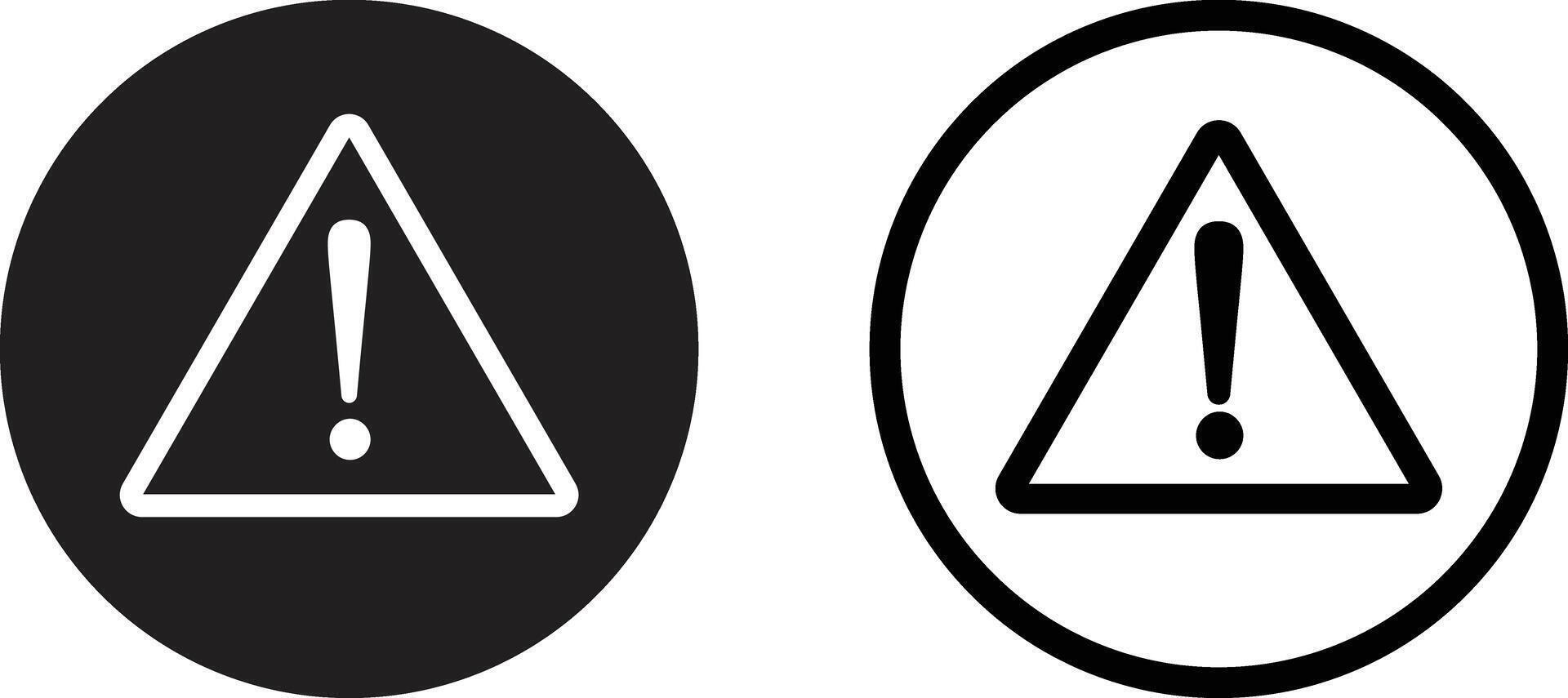 Warning icon set in two styles . Exclamation mark icon . Attention icon vector . Danger icon