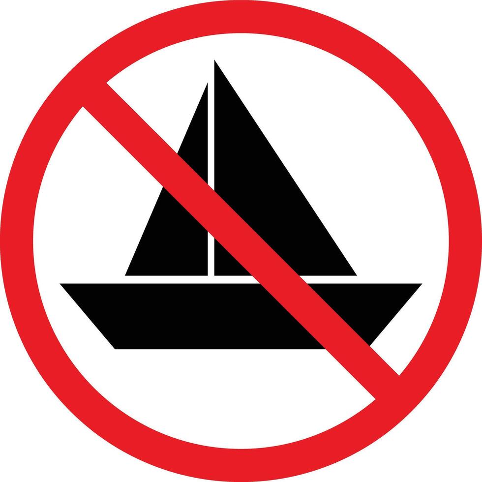 No barco firmar . barco prohibido firmar . barco no permitido firmar . vector ilustración