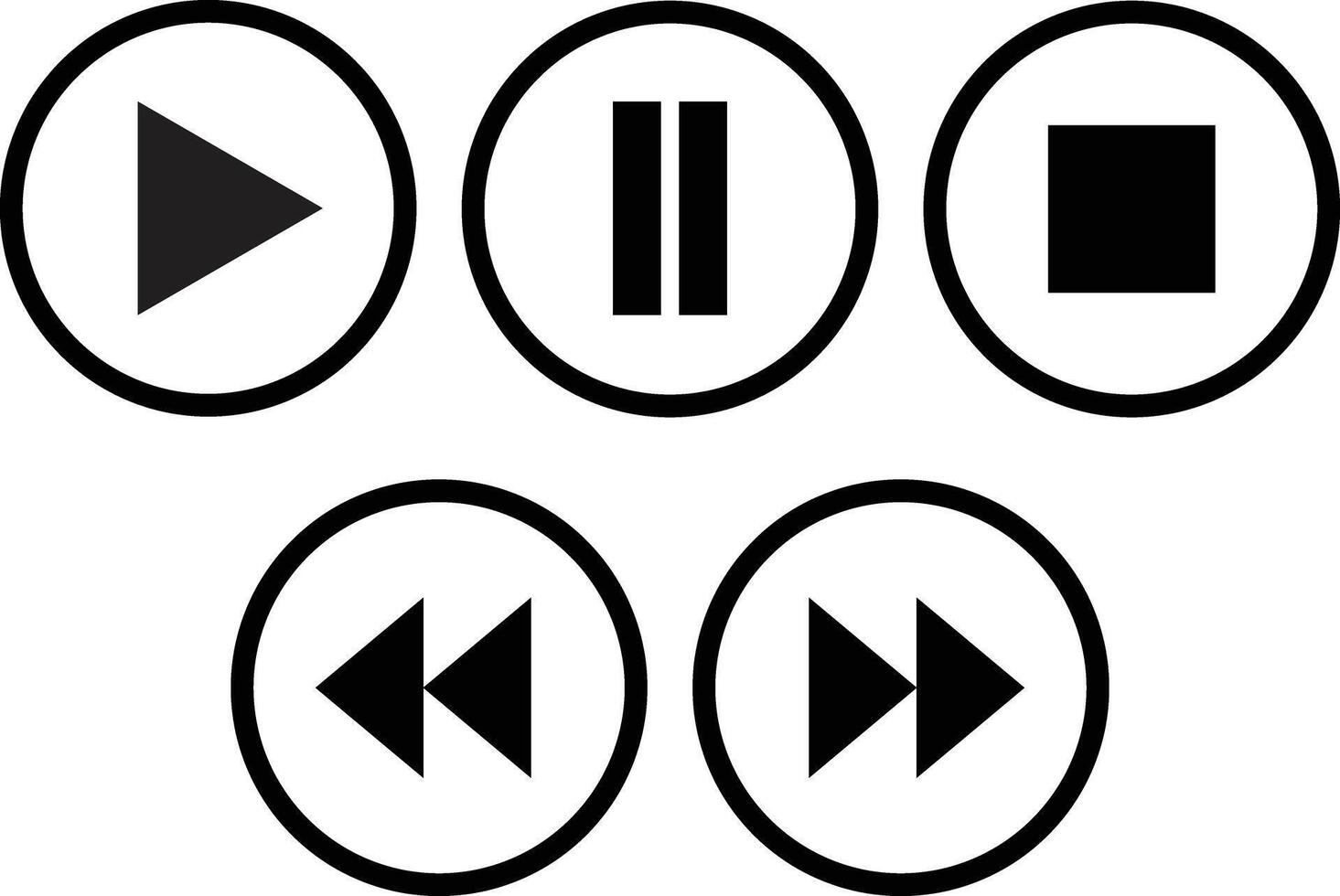 Media player icon set isolated on white background . media player button icons vector