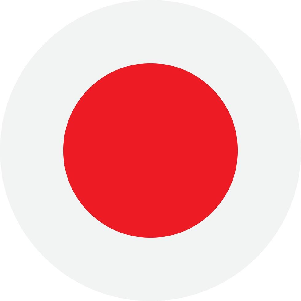 Round Japan flag isolated on white background . Round national flag of Japan. Japan flag button vector