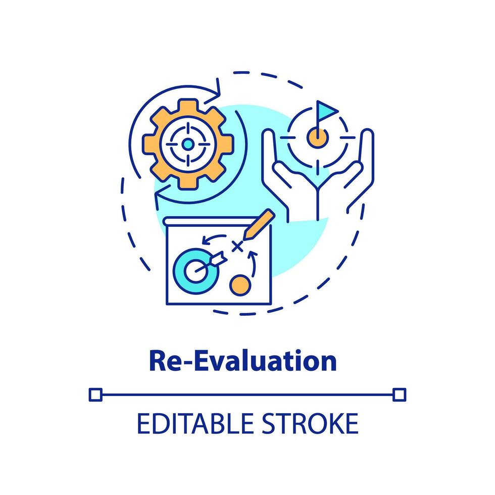 Performance evaluation multi color concept icon. Round shape line illustration. Abstract idea. Graphic design. Easy to use in infographic, promotional material, article, blog post vector
