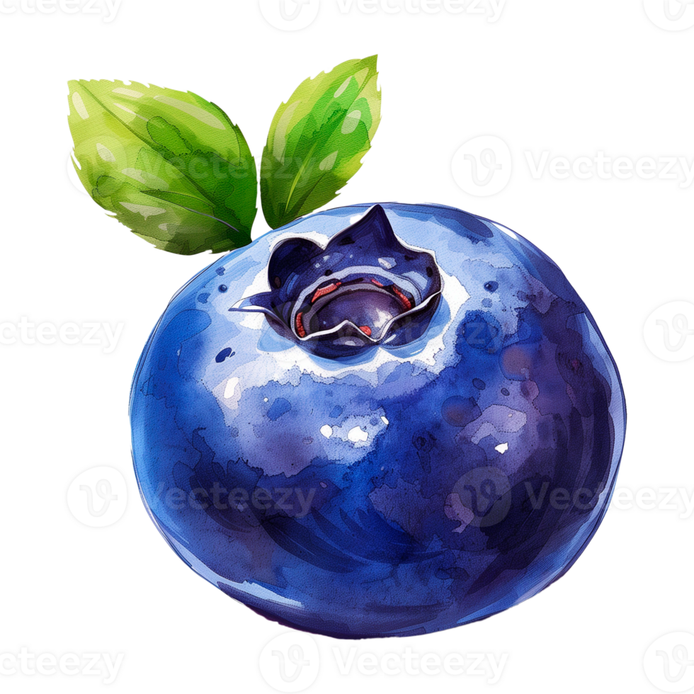 AI generated Blueberries, fruits. Watercolor botanical illustration. Hand drawn berry in watercolor on a background. png