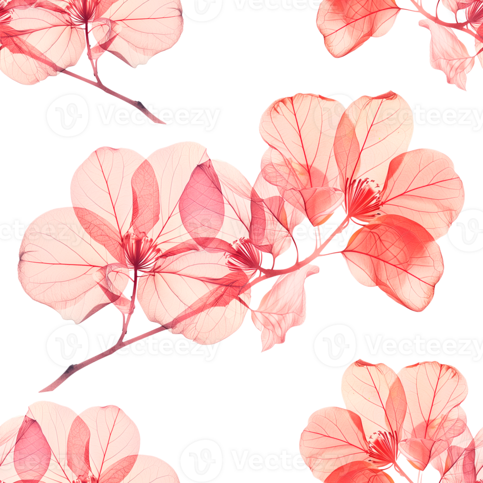 AI generated a pattern of pink flowers and leaves on a seamless pattern background png