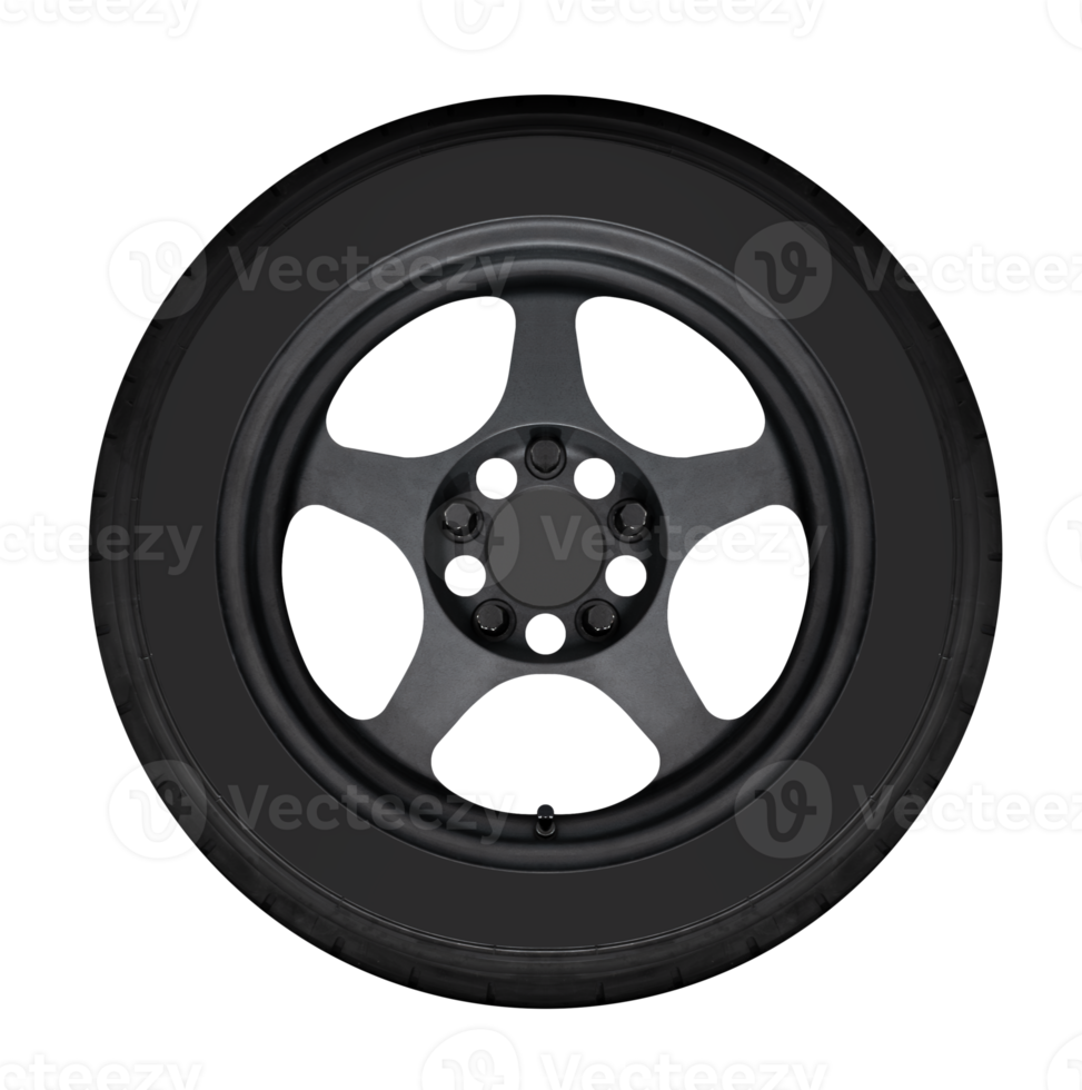 Black car wheel with tire png