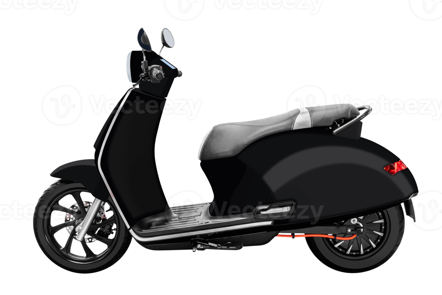 Side view black electric motorcycle png