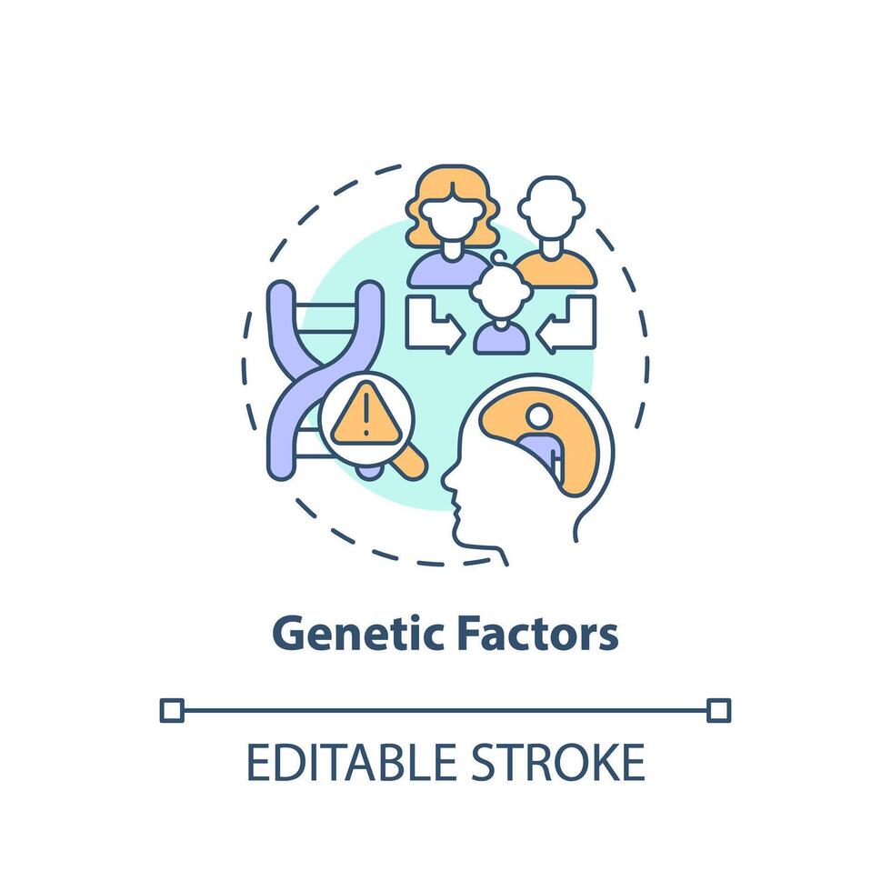 Genetic factors multi color concept icon. Prenatal period, childbirth. Round shape line illustration. Abstract idea. Graphic design. Easy to use in infographic, presentation, brochure, booklet vector