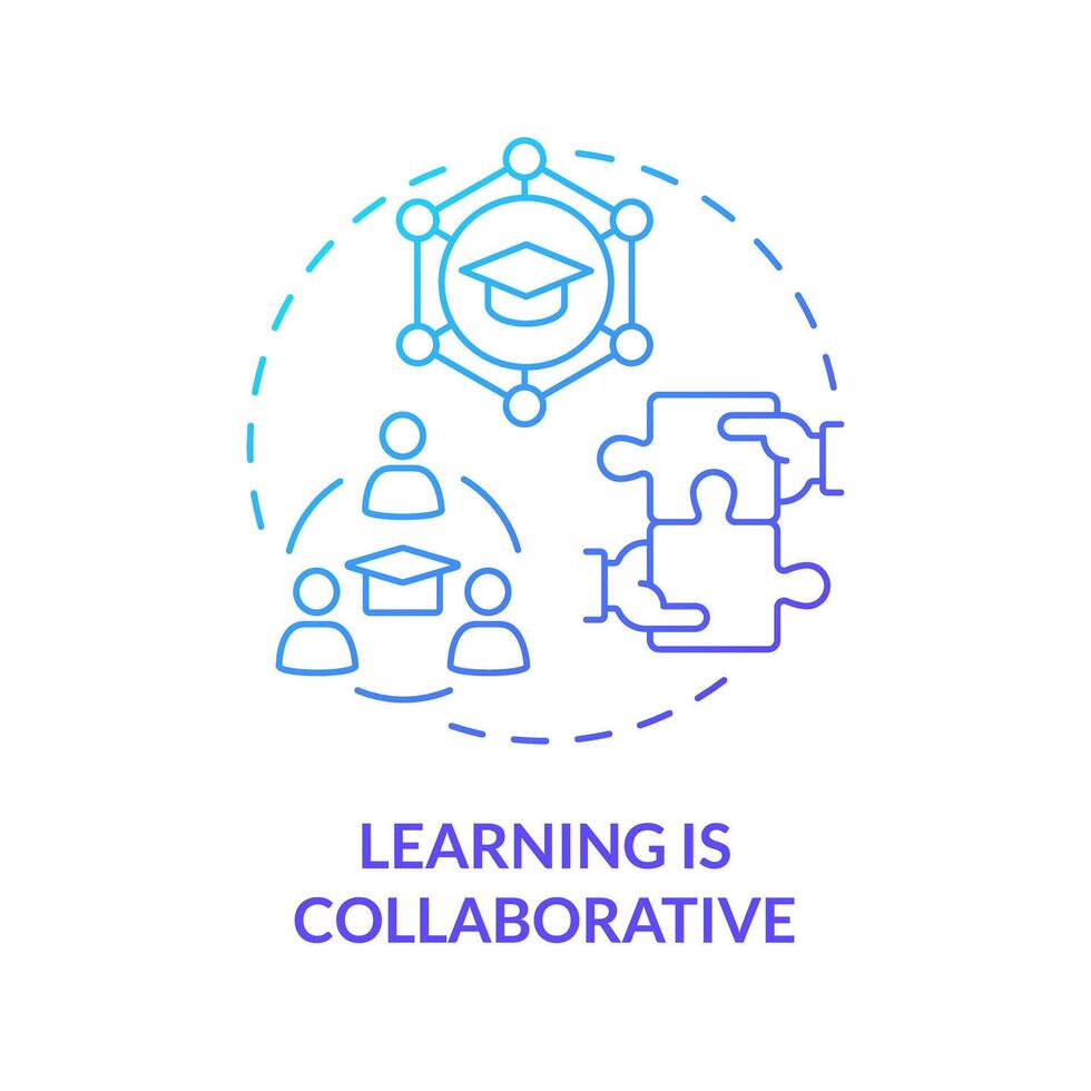 Collaborative learning blue gradient concept icon. Working in teams and develop social skills. Communication. Round shape line illustration. Abstract idea. Graphic design. Easy to use in presentation vector
